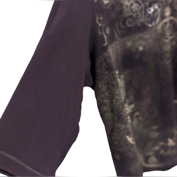 New Direction Woman Purple Floral Blouse with beading Plus Size 3X - Picture 5 of 7